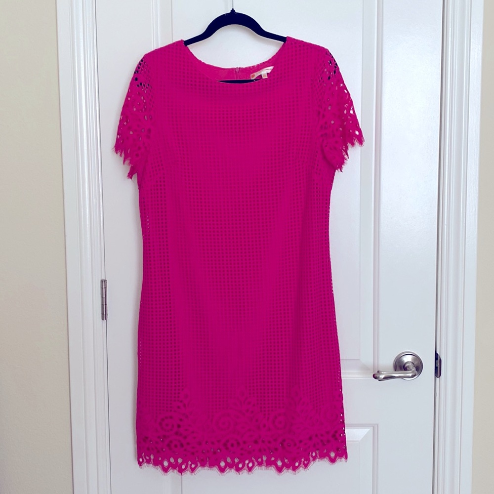Jude Connally Womens Hot Pink Shift Dress